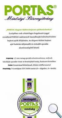 PORTAS minőségi tanúsítvány